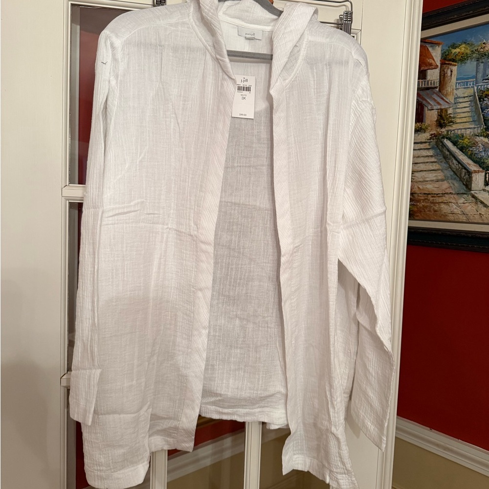 J. Jill Woman Crisp White Lightweight Jacket - Picture 1 of 5